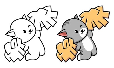 cat cheerleader coloring page for kids