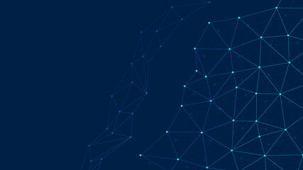 abstract blue background with stars on technology dot and connecting lines background.	