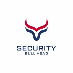 bull line with long horn logotype for trade or sports logo design illustrations