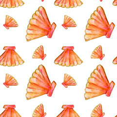 Watercolor corals. Seamless pattern with the underwater world sea animals.Paper Watercolor Blue Pattern.Splashy Seashell,Jellyfish,Fairy mermaids.