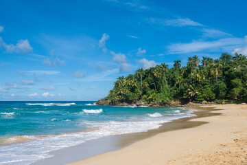 Playa Grande beach on the northern coast in Dominican Republic on a sunny day