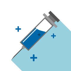 Blue syringe vaccine immunity to body protection virus flat vector.
