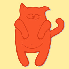 Cat on light yellow background