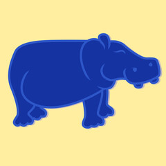 Hippo on light yellow background