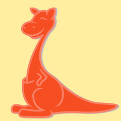 Kangaroo on light yellow background