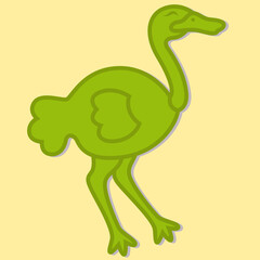 Ostrich on light yellow background