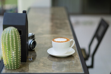 hot coffee cup on table, relax time, morning time