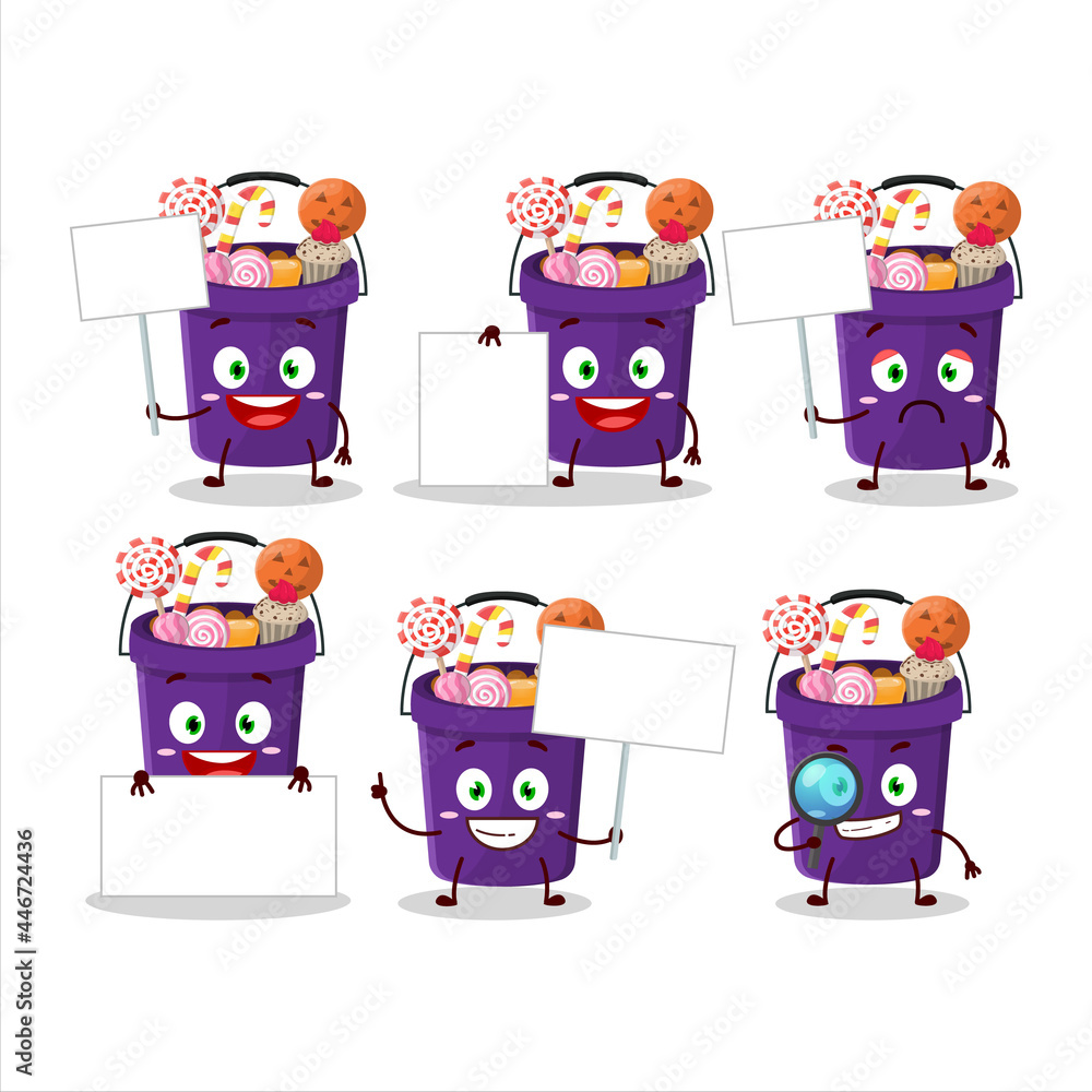 Sticker bucket halloween cartoon character bring information board