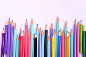 Pen and pencil, office equipment on table background and Education concept, back to school