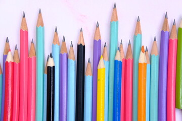 Fototapeta premium Pen and pencil, office equipment on table background and Education concept, back to school