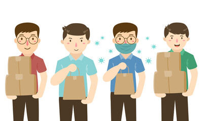 Concept, set of delivery man in various characters