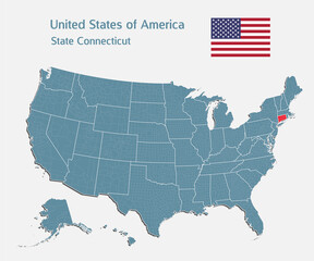 Vector map country USA and state Connecticut