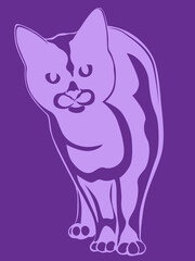 Violet stencil of abstract cat
