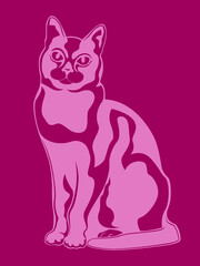 Pink abstract cat stencil