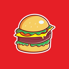 Burger Icon Illustration Logo concept isolated  flat cartoon style