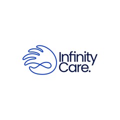 hand infinity mobius limitless care donation help logo vector icon illustration