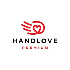 hand love heart care help logo vector icon illustration