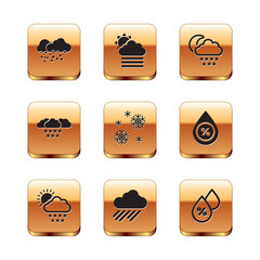 Set Cloud with snow, and sun, rain, Snow, and moon icon. Vector
