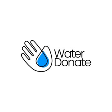 water hand donate drop care donation wash clean logo vector icon illustration