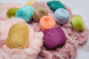 skeins of thread multicolored skeins of thread for needlework, skeins of thread close-up