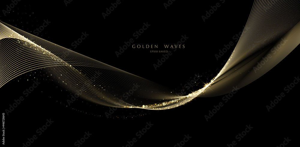 Wall mural golden wave background, luxury gold lines