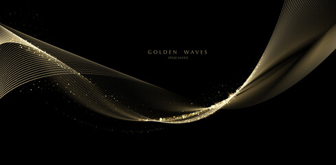 golden wave background, luxury gold lines