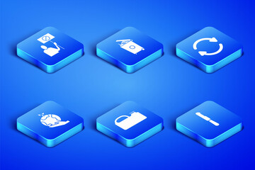 Set Disposable plastic knife, Nature saving protest, Canister for machine oil, Hand holding Earth globe, Trash can and Refresh icon. Vector