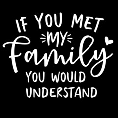 if you met my family you would understand on black background inspirational quotes,lettering design