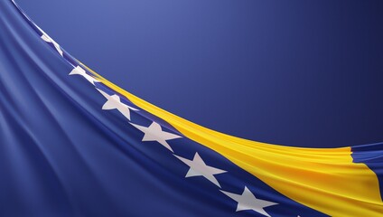 Abstract Bosnia and Herzegovina Flag 3D Render (3D Artwork)