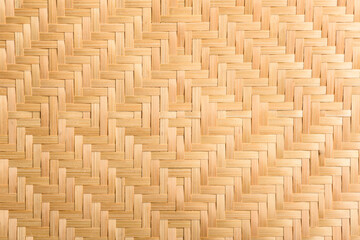 Abstract background of brown woven bamboo, Asian handicrafts, natural materials, products. Sustainability concept.