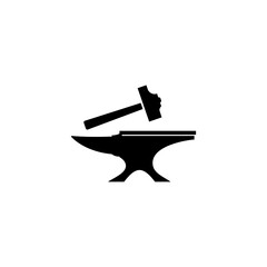 Blacksmith Anvil Hammer Vector logo design