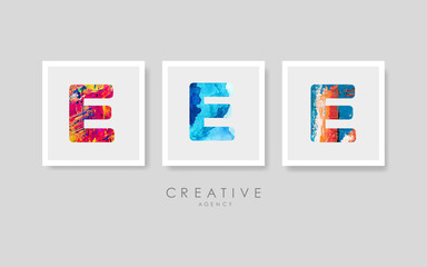 
Contemporary abstract creative hand painted composition font logo set
