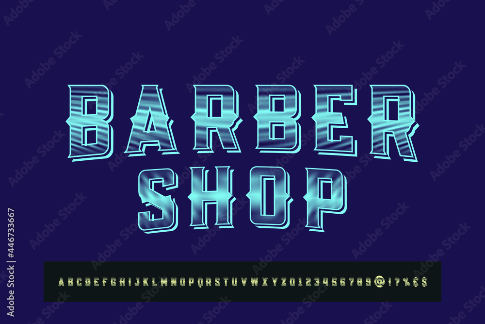 Poster font alphabet script typeface handcrafted handwritten vector label design old style.shadow effect.vi