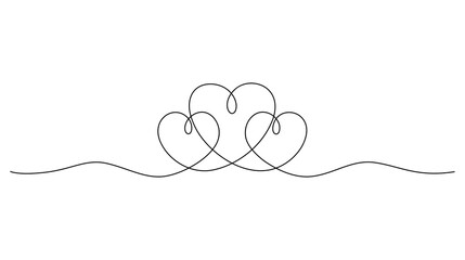 Dessin au trait continu de coeur isolé sur fond blanc. Illustration vectorielle