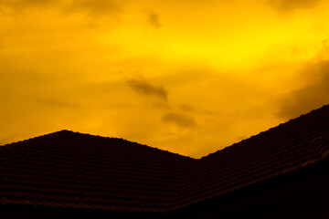 Beautiful natural orange sky color light weather evening time