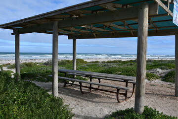 picnic table overlooking south beach port denison western australia