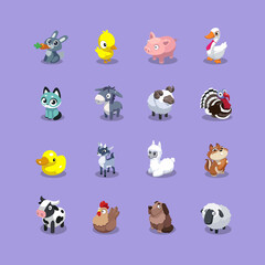 Animal and birds colorful vector icons