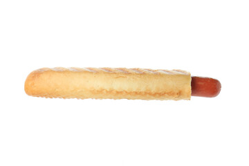 Tasty french hot dog isolated on white background