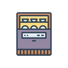 Color illustration icon for washer