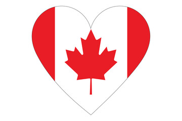 Fototapeta premium Canada flag of heart shape isolated on white background