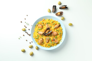 Concept of delicious food with Spanish Paella