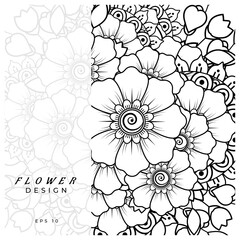 Mehndi flower for henna, mehndi, tattoo, decoration. decorative ornament in ethnic oriental style. doodle ornament. coloring book page.