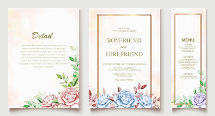 Fototapeta na wymiar Elegant watercolor wedding invitation floral 