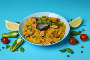 Concept of delicious food with Spanish Paella