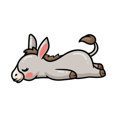 Cute baby donkey cartoon sleeping