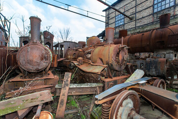 Fototapeta na wymiar old rusty trains