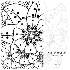 Mehndi flower for henna, mehndi, tattoo, decoration. decorative ornament in ethnic oriental style. doodle ornament. coloring book page.