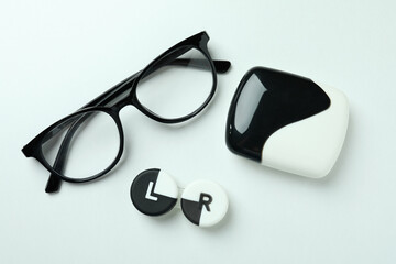 Concept of contact lenses for eyes, health care