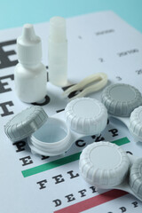 Concept of contact lenses for eyes, health care