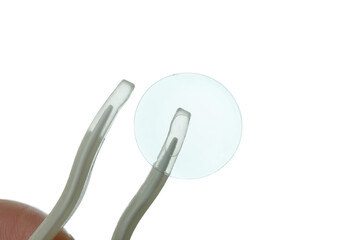 Concept of contact lenses isolated on white background